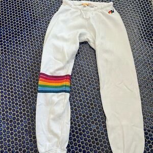 Aviator nation white five Stiped women’s sweatpants size small.